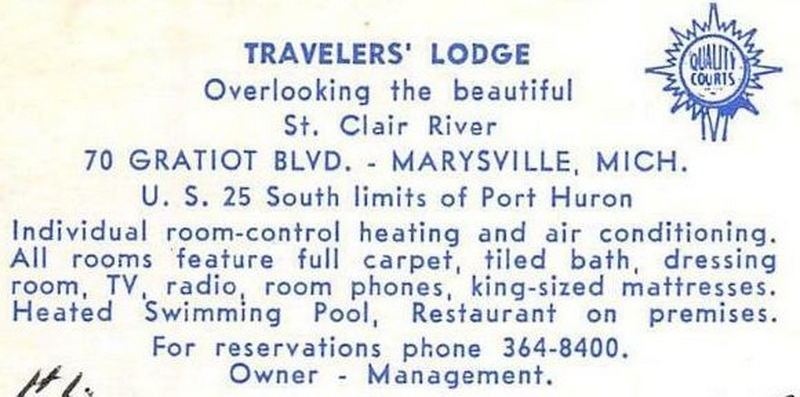 Clair Inn (Travelers Lodge, Travelers Lodge) - Vintage Postcard Back (newer photo)